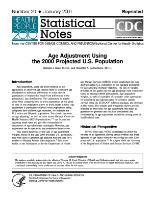 Technical Notes for Summary Health Statistics Tables National CDC  Form