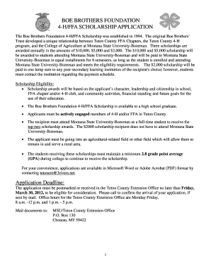 BOE BROTHERS FOUNDATION 4 HFFA MSU Extension Msuextension  Form