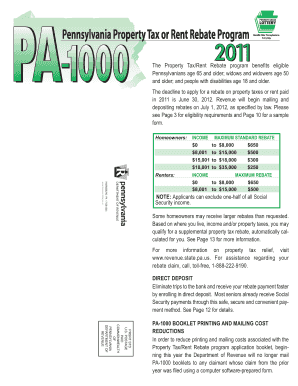 Property TaxRent Rebate Instructions State Representative  Form