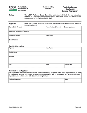 Radiation Source Use Permit General Application  Form