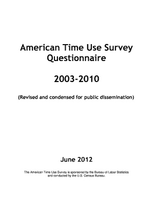 American Time Use Survey 10 Questionnaire American Time Use Survey Activity Coding Lexicon 10  Form