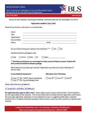 Registration Form Consumer Expenditure Survey Microdata Users' Workshop & Survey Methods Symposium Registration Form Co