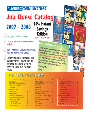 Job Quest Catalog PlanningCommunications  Form