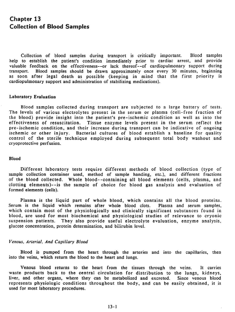 Chapter 13 Collection of Blood Samples  Form