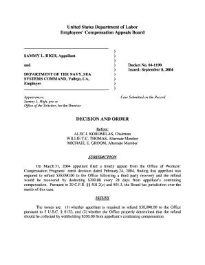 HIGH, Appellant Dol  Form