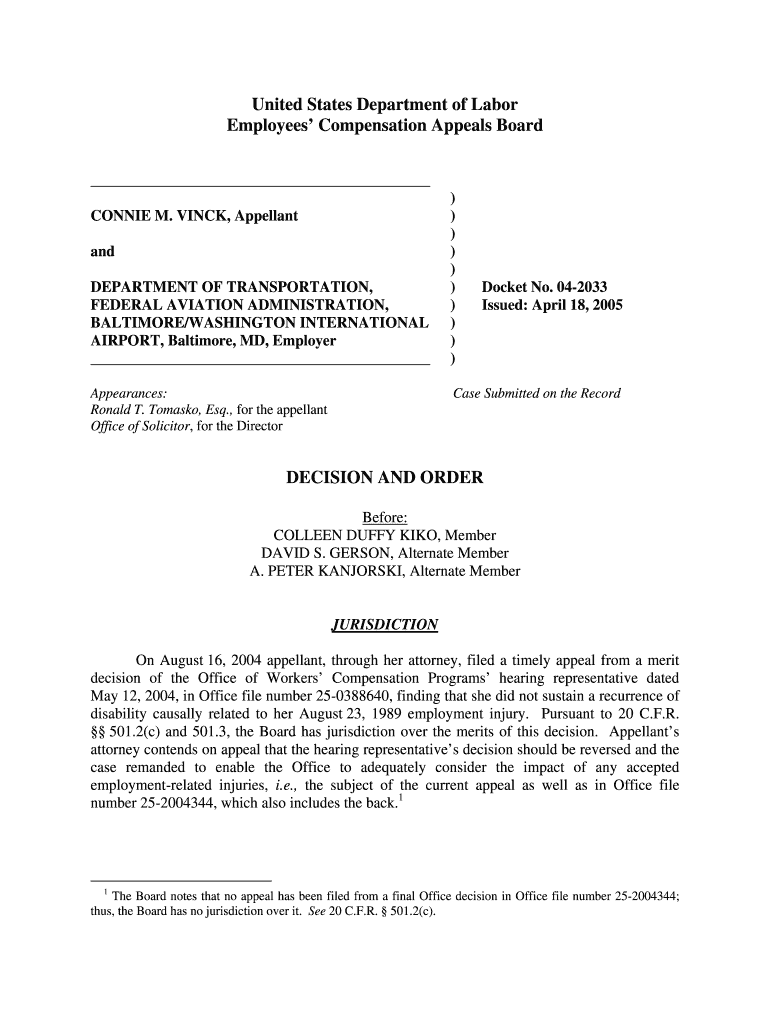 VINCK, Appellant  Form