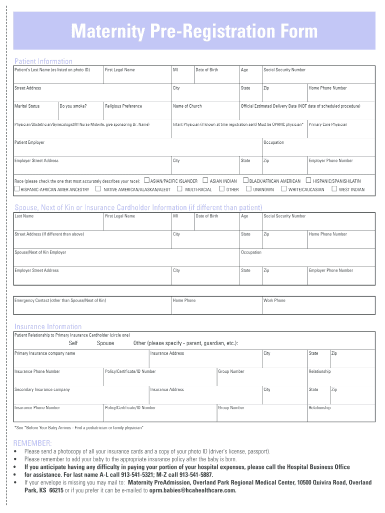 Hospital Template  Form