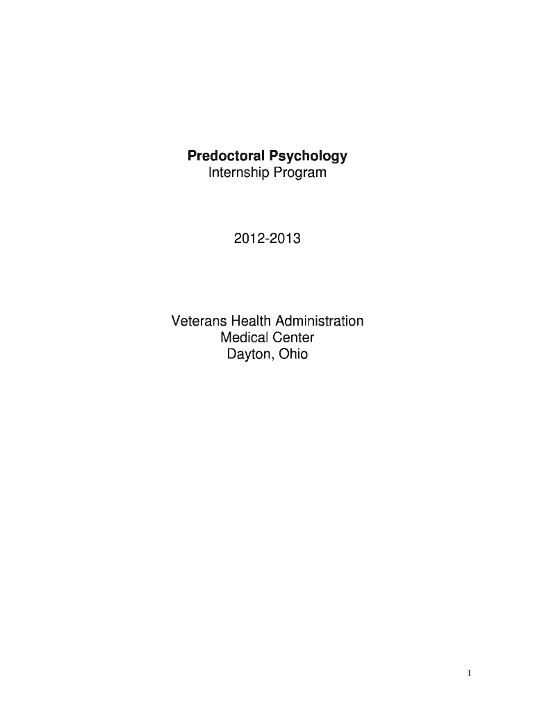 Predoctoral Psychology Predoctoral Psychology Internship Program  Form