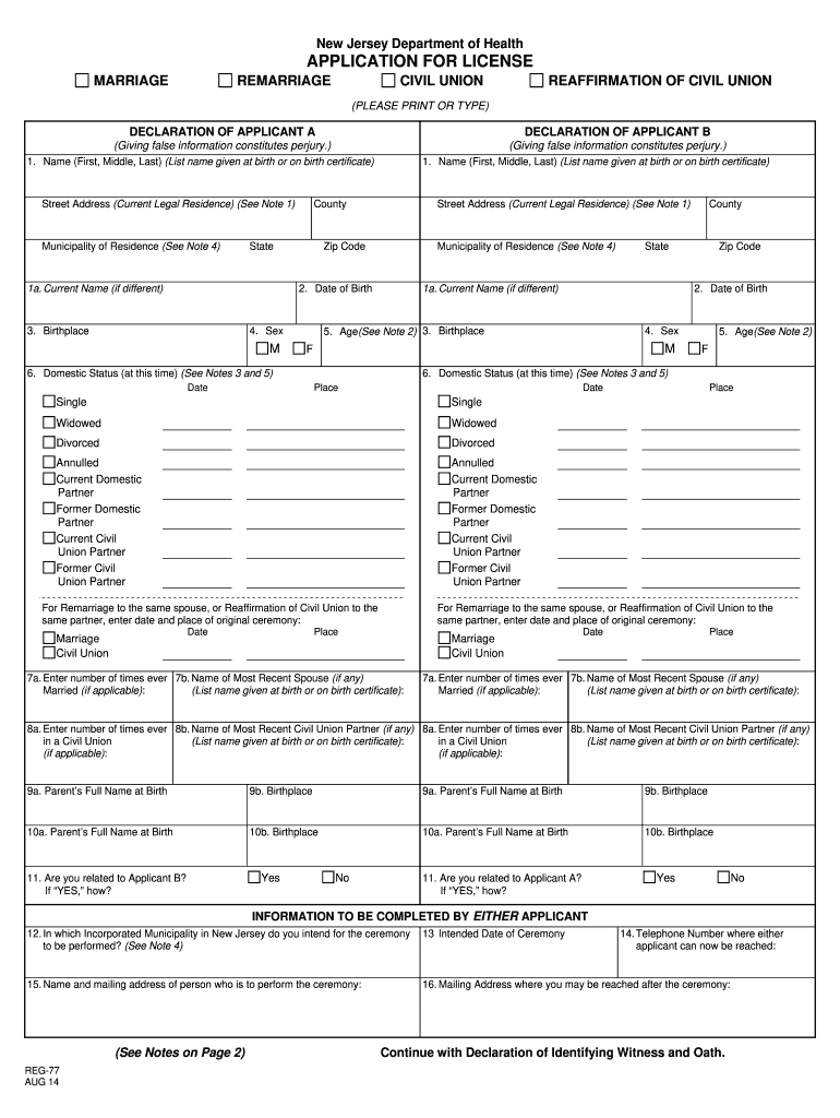  Marriage License Application Form 2014