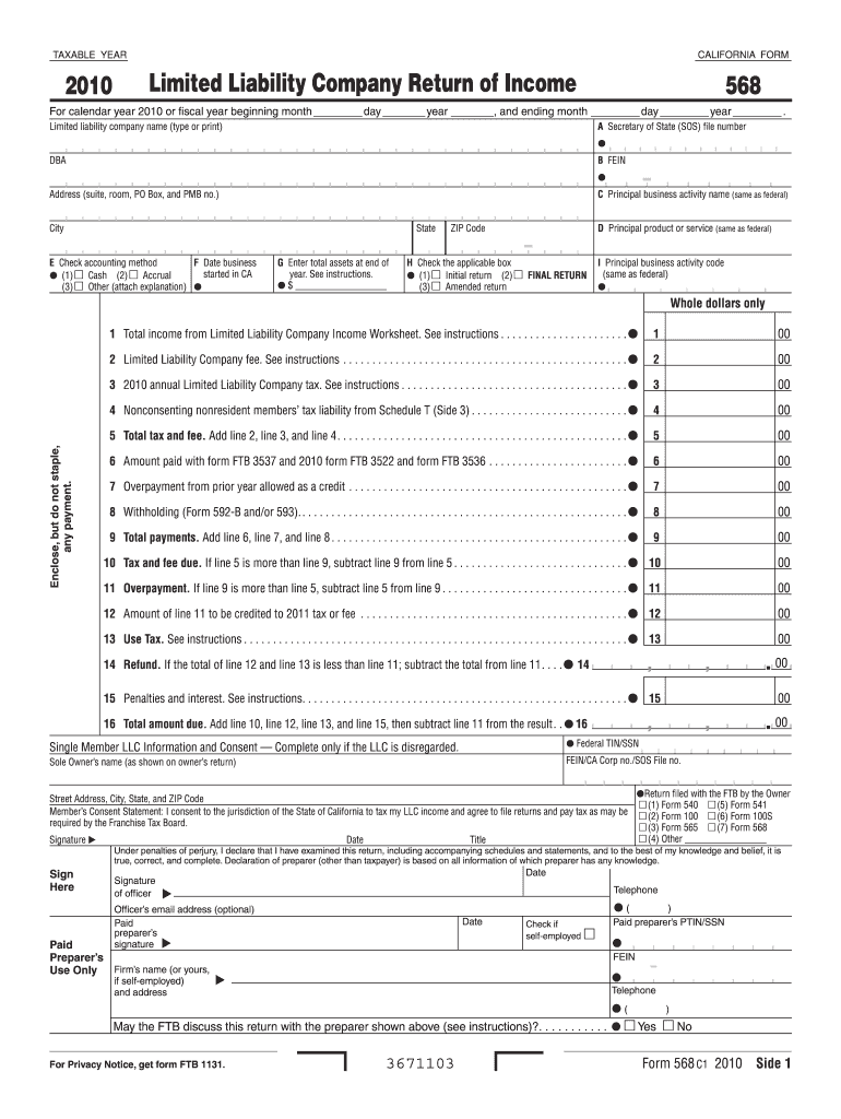 Form 568 California