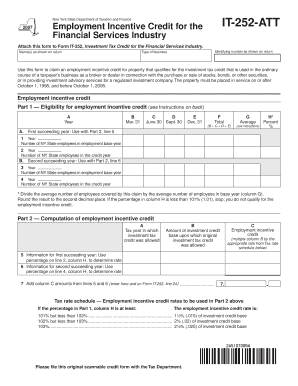 Form it 252 ATT Employment Incentive Credit for the Tax Ny