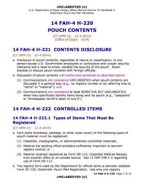 14 FAH 4 H 220 Diplomatic Pouch Descriptions and Procedures  Form