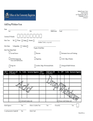 Drexel University Add Drop Forms