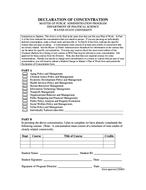 DECLARATION of CONCENTRATION Wayne State University  Form
