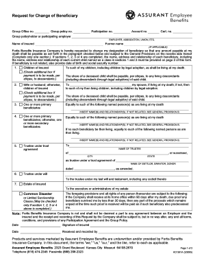 KC1361A, Request for Change of Beneficiary  Form