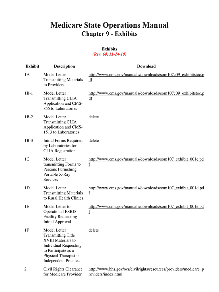 State Operations Manual Exhibit 82 CMS Gov  Form