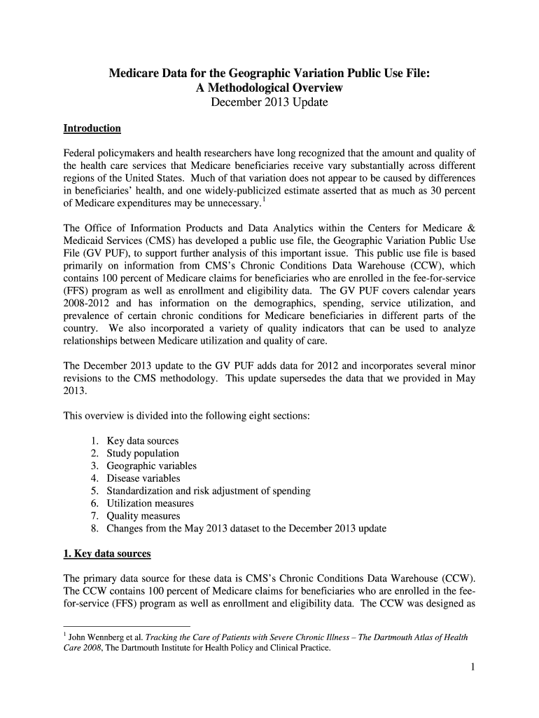 Medicare Data for the Geographic Variation Public Use File  Form