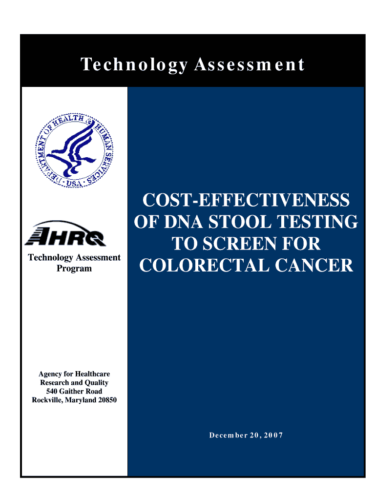 Cost Effectiveness of DNA Stool Testing to Screen for Colorectal Cancer Cms  Form