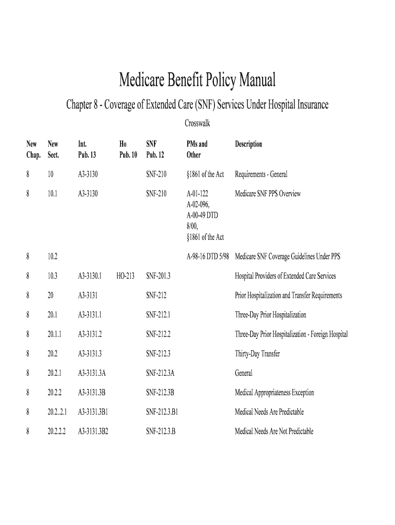 Chapter 8 Coverage of Extended Care SNF Services under Hospital Insurance  Form