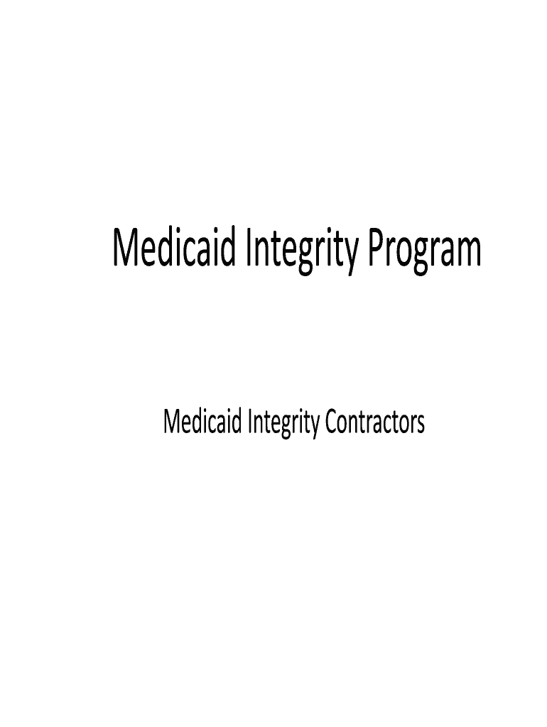 Medicaid Integrity Contractors  Form