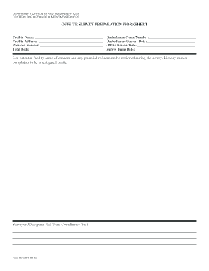 OFFSITE SURVEY PREPARATION WORKSHEET  Form