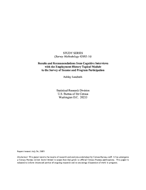 Results and Recommendations from Cognitive Interviews with the Employment History Topical Module to the Survey of Income and Pro  Form