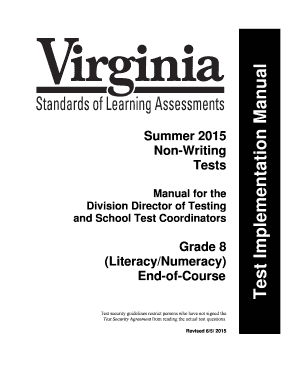 And School Test Coordinators Doe Virginia  Form