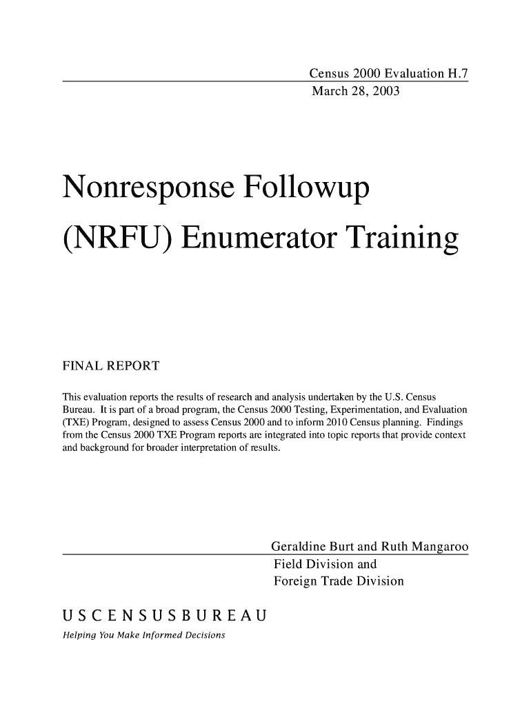 NRFU Enumerator Training  Form