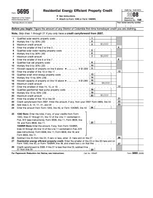 Form 5695 Residential Energy Efficient Property Credit