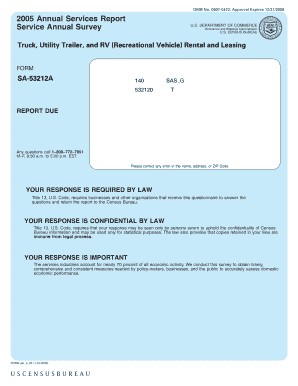 Truck, Utility Trailer, and RV Recreational Vehicle Rental and Leasing Census  Form