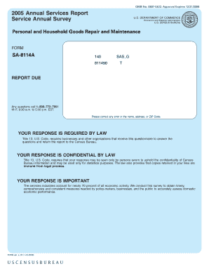 Repairing and Servicing Personal and Household Type Goods Without Retailing New Personal and Household Type Census  Form