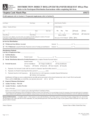 Virginia Retirement Service Rollover Form