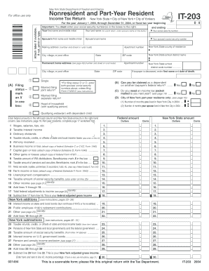 New York State Department of Taxation and Finance Nonresident and Part Year Resident for Office Use Only Income Tax Return Attac  Form