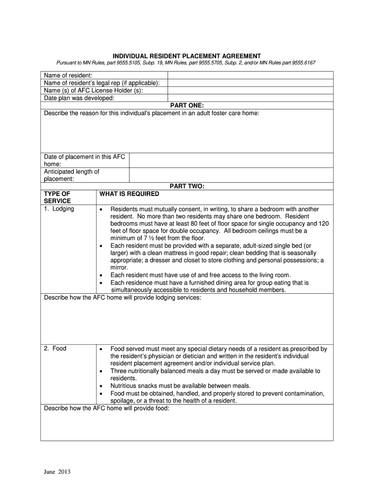 Individual Resident Placement Agreement Irpa  Form