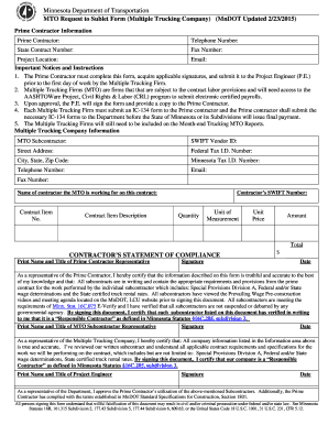  MTO Request to Sublet Form Minnesota Department of Dot State Mn 2015