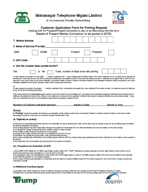 Port to Mtnl Mumbai  Form