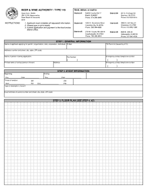  Temporary Beer and Wine Permit BApplicationb State of Indiana 2006