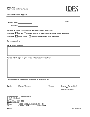 Illinois Subpoena Request  Form