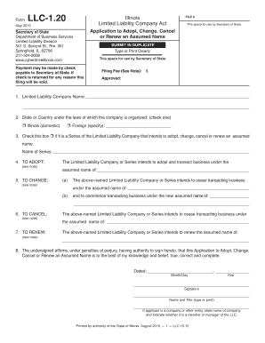 Form LLC 1 20 CyberDrive Illinois