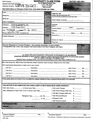 Ice O Matic Warranty Verification  Form