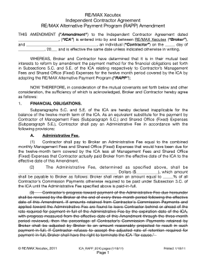 REMAX Alternative Payment Program RAPP Amendment  Form