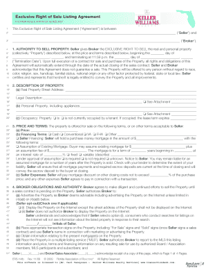 Keller Williams Listing Agreement  Form