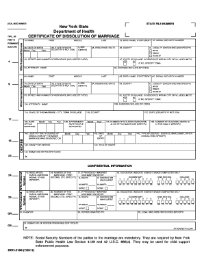 Certificate of Dissolution Marriage  Form