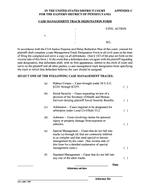 Case Management Track Designation Form