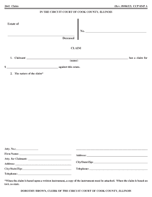 CCP 0345 Clerk of the Circuit Court of Cook County  Form