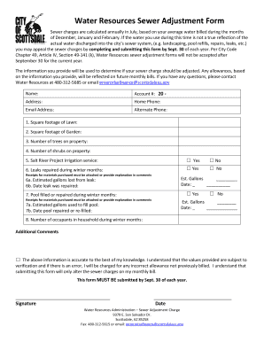 Water Resources Sewer Adjustment Form City of Scottsdale Scottsdaleaz