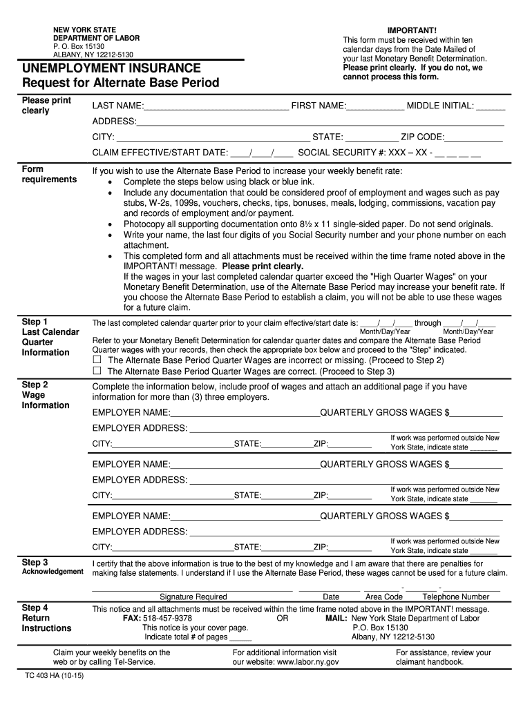  Request for Alternate Base Period 2020