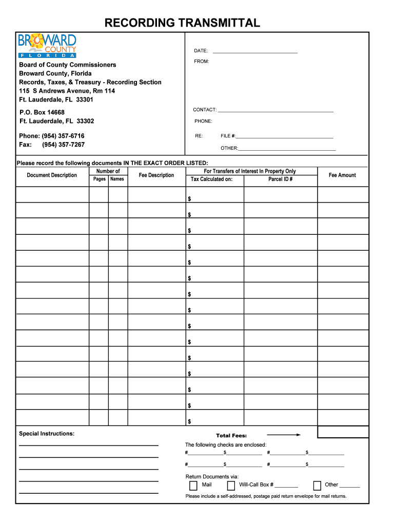 Recording Transmittal  Form