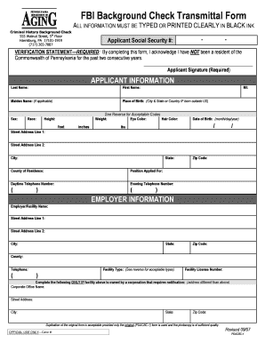 Pa Fbi Background Check  Form