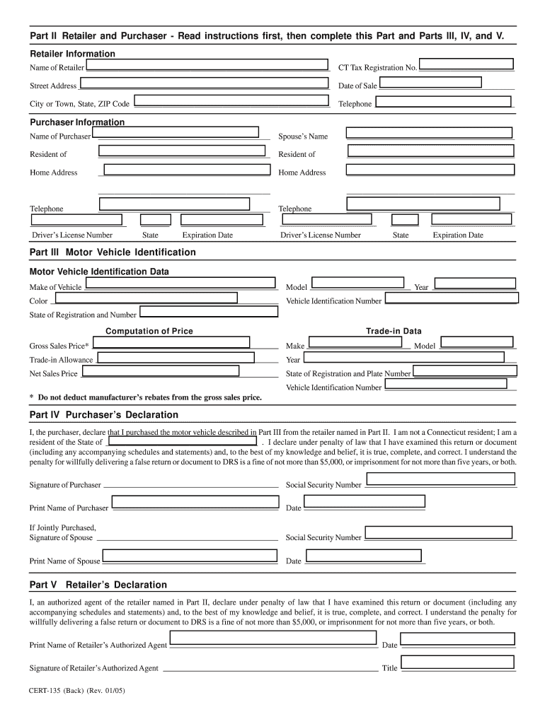 CERT 135, Reduced Sales and Use Tax Rete for Motor    CT Gov  Form